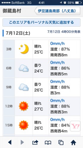 御蔵島の天気予報