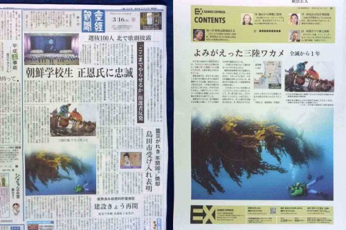 三陸ワカメの産経新聞と朝日新聞