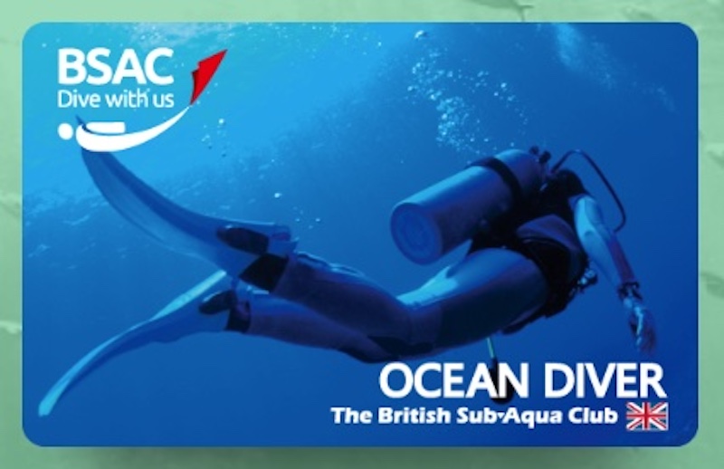 ダイビング指導団体「BSAC」から発行されるCカードの例