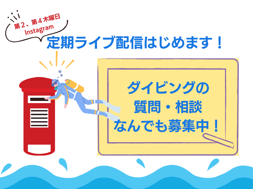 【質問・相談募集中】毎月第２・第４木曜日21時からはインスタライブ！ ダイビングの話を楽しもう