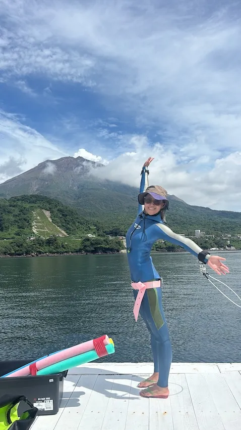 桜島を望みながらのトレーニングができる