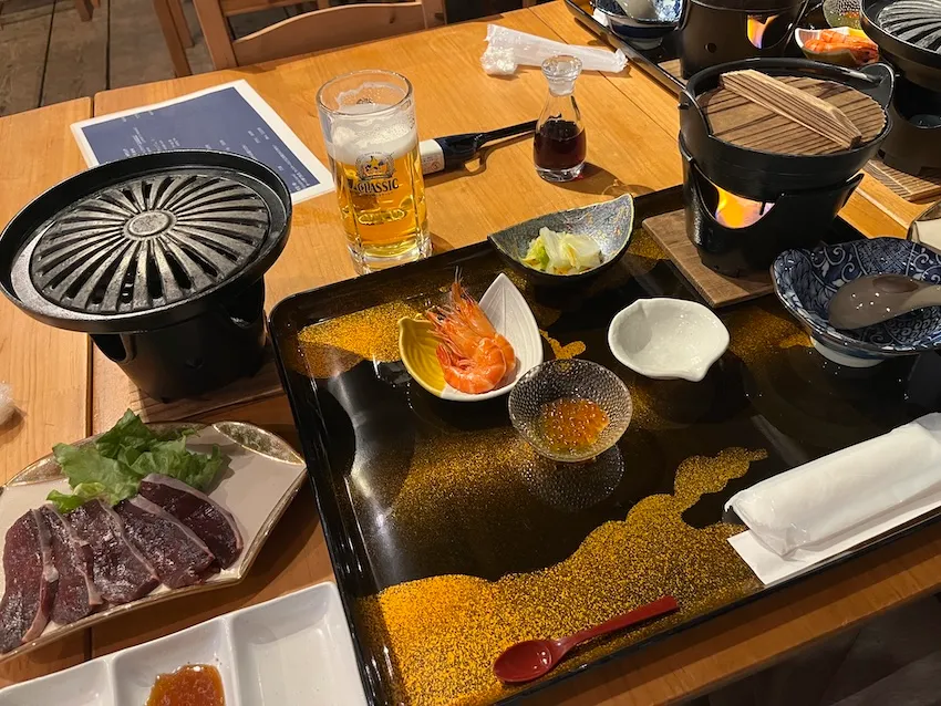 エゾシカの焼肉とクラシックビール